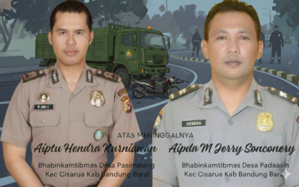 kecelakaan maut di Jalan Cimeta, Cisarua, Bandung Barat, yang menewaskan dua anggota Polri saat menuju lokasi bencana longsor, Sabtu (24/1/2026). (Foto: Dok.Sp).