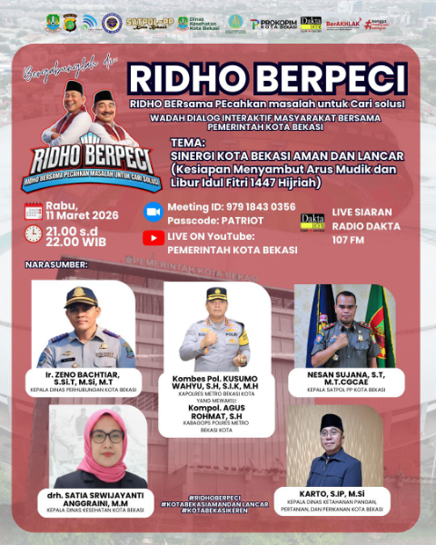 Program Pemkot Bekasi RIDHO BERPECI (RIDHO Bersama PEcahkan Masalah untuk Cari Solusi). 