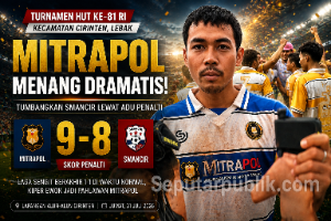 MITRAPOL Menang Dramatis, Tumbangkan SMANCIR 9-8 di Turnamen HUT Ke-81 RI Cirinten
